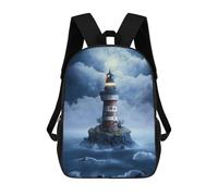 sinyumoney Lonely Lighthouse in Stormy Seas Mochila Escolar Mochilas Escolares Para Niñas Y Niños Mochila Con Bolsillo Mochila Escolar De Moda Para Niños 17inch