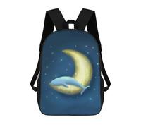 sinyumoney Lonely Whale And Moon Mochila Infantil Para Niñas, Mochila Escolar 3D, Mochila Para Niños Pequeños, Mochila Informal De Día, Mochila Escolar De Moda 17inch