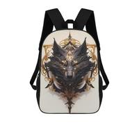 sinyumoney Lord Black Wolf Head Mochila Escolar Grande Para Niños Para El Campus, Actividades Al Aire Libre, Viajes Y Deportes 17inch
