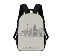 sinyumoney Los Angeles Skyline Minimalist Art Mochila Escolar Para Niños De 17 Pulgadas, Mochila Informal De Viaje Para Niños Y Niñas, Mochila De Gran Capacidad Para El Día A Día 17inch