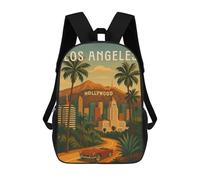 sinyumoney Los Angeles Travel Poster - Hollywood Hills & Sunset Skies Mochila Escolar Resistente Al Agua, Mochila Escolar De Negocios Para Hombres/mujeres 17inch