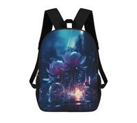 sinyumoney Lotus Flower Neon Artwork Mochila Escolar Infantil Estampada Para Adultos Y Niños, Mochila De Viaje Para El Día A Día 17inch