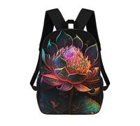 sinyumoney Lotus Flower New Art Mochila Escolar Infantil Con Impresión 3D, Mochila Escolar Informal Para Niños De Primaria Y Secundaria 17inch