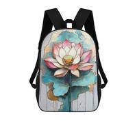 sinyumoney Lotus Flower Painting Golden Green Mochila Infantil Con Impresión 3D, Mochila Escolar Para Niños, Mochila Informal Divertida Para Niños Y Adolescentes 17inch