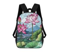 sinyumoney Lotus Flowers in Stained Glass Mochila Escolar Infantil Impresa En 3D Para Niños, Mochilas De Viaje, Bolsas Para Libros, Mochila Escolar Infantil 17inch