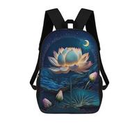sinyumoney Lotus Night Serenity Mochila Escolar De Moda Para Estudiantes, Adecuada Para Niños Y Niñas, Mochila Informal Para Viajes Al Aire Libre, Esencial Para El Día A Día 17inch