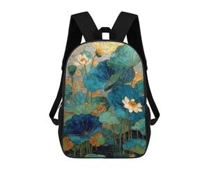 sinyumoney Lotus Pond Art Print 17inch Mochilas Escolares Impresas En 3D, Mochilas Escolares De Moda Para Niños De Primaria Y Secundaria