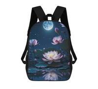 sinyumoney Lotus Pond Moonlit Night Mochila Escolar Infantil Estampada Para Adultos Y Niños, Mochila De Viaje Para El Día A Día 17inch