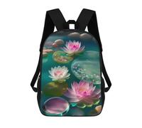 sinyumoney Lotus Pond Reflections Mochila Infantil, Mochila Escolar Para Niños, Mochila Escolar Infantil Con Estampado 3D De Dibujos Animados, Mochila De Gran Capacidad Para Niños Y Niñas 17inch