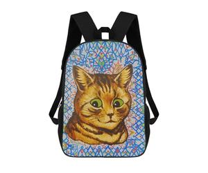 sinyumoney Louis Wain Cat Painting Blue Mochila Escolar, Secundaria, Preparatoria, Universidad, Mochila De Viaje Para El Campus, Viajes Al Aire Libre, Deportes 17inch