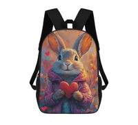 sinyumoney Love Bunny with Heart Mochila Escolar, De Negocios, Para Portátil, Unisex, Informal, Para Adolescentes, Chicas, Chicos, Mujeres Y Hombres 17inch
