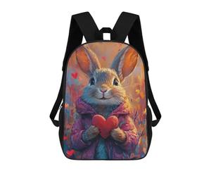 sinyumoney Love Bunny with Heart Mochila Escolar, De Negocios, Para Portátil, Unisex, Informal, Para Adolescentes, Chicas, Chicos, Mujeres Y Hombres 17inch