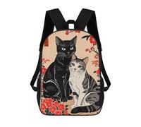 sinyumoney Love Cat Japanese Art Mochila Escolar Infantil Impresa En 3D Para Niños, Mochilas De Viaje, Bolsas Para Libros Para Niños Estudiantes De Primaria 17inch