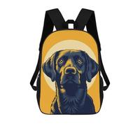 sinyumoney Loyal Dog Vector Portrait with Golden Backdrop Mochila Infantil De Moda Divertida Mochila Escolar Para Niños Y Adolescentes Con Impresión 3D Para Niños 17inch