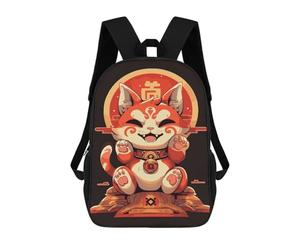 sinyumoney Lucky Maneki Neko Cat Art Mochilas De Moda Impresas En 3D 17inch Mochila Escolar Informal Para Niños De Primaria Y Secundaria