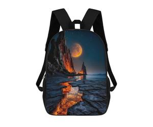 sinyumoney Luminous Moonlit Cliffs with Fiery Lava Stream - Vivid Horizon Landscape Mochila Escolar Para Niñas Y Niños, Mochilas De Gran Capacidad, Mochilas Ligeras Para Niños Y Estudiantes 17inch