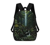 sinyumoney Lush Forest Waterfall Scene Mochila Escolar Infantil Impresa En 3D Para Niños, Mochilas De Viaje, Bolsas Para Libros, Mochila Escolar Infantil 17inch