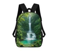 sinyumoney Lush Waterfall in A Green Forest Mochila Escolar De 17 Pulgadas Para Adolescentes, Con Estampado 3D, Ajustable Y Con Bolsillos, Ideal Para Niños, Niñas Y Estudiantes.