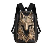 sinyumoney Luxurious Golden Wolf Mochilas Para Niños 17inch Mochila Escolar Mochila Escolar Impresa En 3D Para Niños De Primaria Y Secundaria