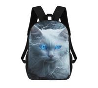sinyumoney Magic Snow Cat with Blue Eyes Mochilas Para Niños 17inch Mochila Escolar Mochila Escolar Impresa En 3D Para Niños De Primaria Y Secundaria