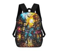 sinyumoney Magical Alley - Fantasy Expressionist Art Mochila Escolar Impresa En 3D Para Niños 17inch Mochilas Para Niños Y Niñas, Mochilas Escolares Para Niños, Mochilas De Viaje