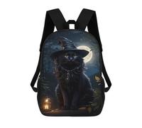 sinyumoney Magical Black Cat with Witch Hat Mochila Escolar, Mochila Para Portátil, Mochila Para Niños/niñas/adolescentes 17inch