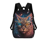 sinyumoney Magical Cat Glasses Artwork Mochila Infantil De 17 Pulgadas, Mochila Escolar Con Estampado 3D De Dibujos Animados Para Niños Y Adolescentes.