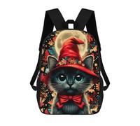 sinyumoney Magical Cat with Hat Mochila Escolar Grande Para Niños, Niñas, Adolescentes, Hombres Y Mujeres 17inch