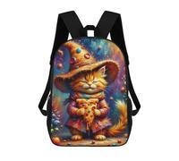 sinyumoney Magical Cat with Pizza Hat Mochila Escolar, Bolso De Negocios, Bolso Para Portátil Resistente Para Niños/niñas/adolescentes 17inch