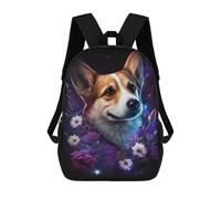 sinyumoney Magical Corgi with Flowers -2 Mochila Escolar Resistente Al Agua, Mochila Escolar De Negocios Para Hombres/mujeres 17inch