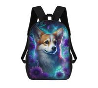 sinyumoney Magical Corgi with Flowers Mochila Escolar Infantil Impresa En 3D Para Niños, Mochila De Viaje De Alta Capacidad, Mochilas Para Libros De 17 Pulgadas Para Niños