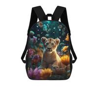 sinyumoney Magical Floral Lion Cub Mochila Infantil, Mochila Escolar Impresa En 3D, Mochila Para Niños Y Niñas, Mochila Escolar Ajustable Para La Escuela Primaria 17inch