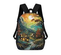 sinyumoney Magical Forest Cottage Scene Mochilas Infantiles Impresas En 3D De 17 Pulgadas. Mochila Escolar Informal Impresa En 3D Para Niños De Primaria Y Secundaria.