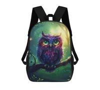 sinyumoney Magical Forest Owl Artwork Mochila Infantil De 17 Pulgadas, Mochila Escolar Con Estampado 3D De Dibujos Animados Para Niños Y Adolescentes.