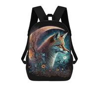 sinyumoney Magical Fox Moon Art Print Mochila Escolar Resistente Al Agua Para Ordenador Portátil Para La Escuela/trabajo/viajes 17inch
