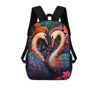 Sinyumoney Magical Fox Retrato -2 mochila infantil, mochila escolar, dibujos animados 3D, bolsa para ordenador portátil, para niños y niñas, Coloridos cisnes en el arte, 17"
