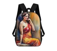 sinyumoney Magical Frogs Pixel Art Mochila Escolar Secundaria Ocio Bolsa de Viaje Superior - Perfecto para Viajes, Trabajo y Uso Diario, Retrato de The Odalisque, 17"