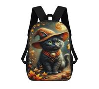 sinyumoney Magical Halloween Cat Mochila Escolar Impresa En 3D 17inch Mochilas De Moda Para Niños, Mochilas Escolares Para Niños De Primaria Y Secundaria