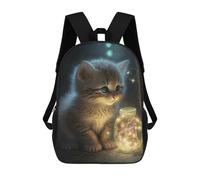 sinyumoney Magical Kitten with Glowing Jar Mochila Escolar Para Secundaria Y Preparatoria. Mochila Informal Para Adolescentes, Chicas, Chicos, Mujeres Y Hombres. 17inch
