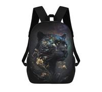 sinyumoney Magical Leopard with Flowers -1 Mochila Escolar Ligera Para Aeropuerto, Estudiantes Universitarios, Mochila Para Niños/niñas/adolescentes 17inch