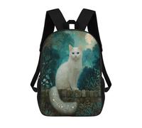 sinyumoney Magical Moonlit Cat Garden Mochila Escolar Secundaria Informal Para Viajes, Mochilas Para La Escuela Secundaria, Para Acampar, Aventuras Al Aire Libre Y Viajes Diarios 17inch