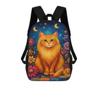 sinyumoney Magical Night Cat Garden Mochilas Infantiles Impresas En 3D De 17 Pulgadas. Mochila Escolar Informal Impresa En 3D Para Niños De Primaria Y Secundaria.