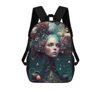 sinyumoney Magical Night Cat Mochila Escolar Mochila Negocios Portátil Mochila Unisex Casual Mochila para Niños/Niñas/Adolescentes, Fantasy Floral Fusion, 17"