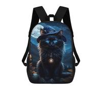 sinyumoney Magical Night Cat Pendant Mochila Escolar Infantil De 17 Pulgadas, Impresa En 3D, Estilo Casual, Para Niños, Ideal Para Viajes, Como Mochila Escolar O Para Llevar Libros.
