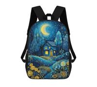 sinyumoney Magical Night Cottage Scene Mochila Escolar De 17 Pulgadas Para Adolescentes, Con Estampado 3D, Ajustable Y Con Bolsillos, Ideal Para Niños, Niñas Y Estudiantes.