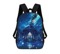 sinyumoney Magical Night Sky Temple Mochila Infantil De 17 Pulgadas, Mochila Escolar Con Estampado 3D De Dibujos Animados Para Niños Y Adolescentes.