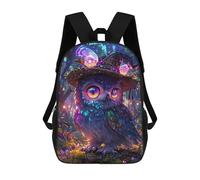 sinyumoney Magical Owl with Hat Halloween Mochila Escolar Para Niños De 17 Pulgadas, Mochila Informal De Viaje Para Niños Y Niñas, Mochila De Gran Capacidad Para El Día A Día 17inch
