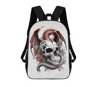 sinyumoney Magical Silver Dragon Mochila Escolar Para Adolescentes Impresión 3D Ajustable Bolsa Moda Con Compartimentos Para Niños, Niños, Niñas, Estudiantes Y Adolescentes, The Dragon Skull, 17"