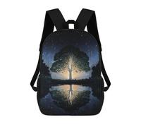 sinyumoney Magical Tree Reflection Night Sky Mochila Escolar Infantil Impresa En 3D Para Niños, Mochila De Viaje De Alta Capacidad, Mochilas Para Libros De 17 Pulgadas Para Niños