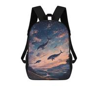 sinyumoney Magical Whales Flying Over Landscape at Sunset Mochilas Para Niños Mochila Escolar De Moda Mochila Escolar Impresa En 3D Para Niños Estudiantes De Primaria Y Secundaria 17inch